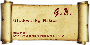 Gladovszky Miksa névjegykártya